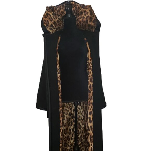 Authentic Luxury Designer Leopard Animal Print Hooded Hood Wool Warm Long Coat - Picture 3 of 12
